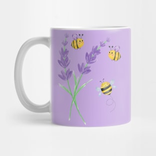 Happy flowers and cute little bees. Mug